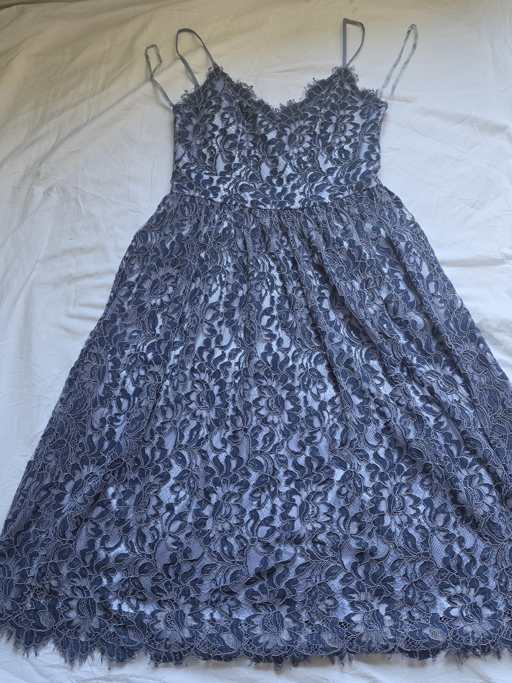 Lace Dress- Spaghetti Strap in Slate Blue